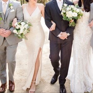 Champagne Sequin bridesmaid/ formal/ prom dress